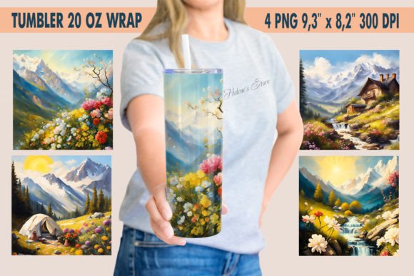 Download Mountains Tumbler Sublimation Wrap PNG - Tumbler sublimation Collection